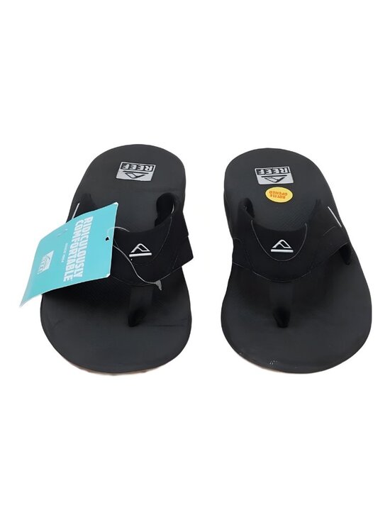 REEF Men\'s Fanning Flip Flop Black with Bottle Opener Sz US 8M EU 40